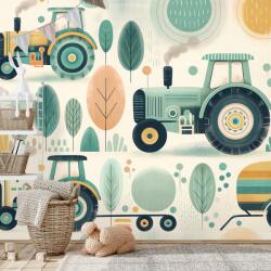 Dovido Tapet tractoare pentru copii în culori pastelate - 98x66