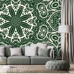 Dovido Tapet Mandala albă pe un fundal verde - 245x270