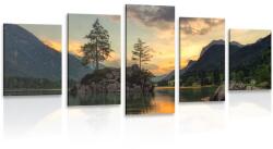 Dovido Tablou 5-piese peisajul montan lângă lac - 150x75