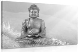Dovido Tablou statuia Buddha într-o poziție de meditație în design alb-negru - 150x100