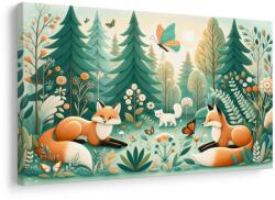 Dovido Tablou liniște de pădure cu vulpi - 30x20