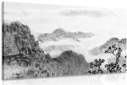 Dovido Tablou pictură tradițională chineză ale peisajului în design alb-negru - 90x60