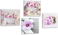 Dovido Set tablouri flori romantice cu inscripția Love - 4x 40x40