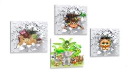 Dovido Set tablouri jungla plină de animale - 4x 40x40