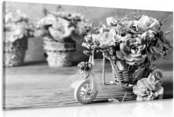 Dovido Tablou garoafă roz romantică într-o atingere vintage în design alb-negru - 30x20