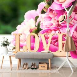 Dovido Fototapet bujori cu inscripție Love - 196x132