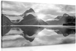 Dovido Tablou răsărit de soare frumos în Noua Zeelandă în design alb-negru - 30x20