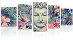 Dovido Tablou 5-piese Budha pe un fundal exotic - 150x75