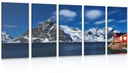 Dovido Tablou 5-piese peisaj nocturn în Norvegia - 200x100