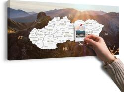 Dovido Tablou pe plută hartă a Slovaciei cu munți pitorești - 140x70 metallic