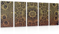 Dovido Tablou 5-piese Mandala orientală de aur - 150x75