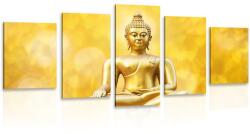 Dovido Tablou 5-piese statuie Budha de aur - 150x75