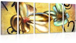 Dovido Tablou 5-piese flori vintage interesante - 100x50