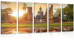 Dovido Tablou 5-piese statuia Buddha în parcul Sukhothai - 200x100