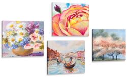 Dovido Set tablouri Veneția romantică cu flori - 4x 40x40