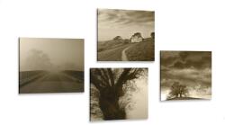 Dovido Set tablouri natura misterioasă în design sepia - 4x 40x40