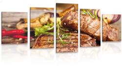 Dovido Tablou 5-piese steak de vită la grătar - 100x50