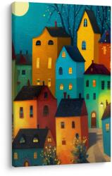 Dovido Tablou case colorate noaptea - 20x30