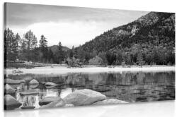 Dovido Tablou lac de munte în natura scenică alb-negru - 30x20