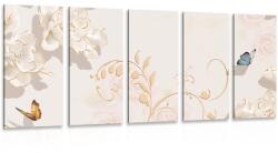Dovido Tablou 5-piese natura moartă vintage cu fluture - 150x75