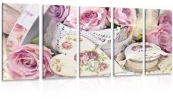 Dovido Tablou 5-piese stilul vintage romantic - 150x75