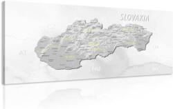 Dovido Tablou hartă discretă gri-galbenă a Slovaciei - 120x60
