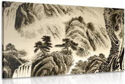 Dovido Tablou pictura peisagistică chineză în design sepia - 30x20
