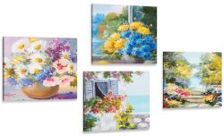 Dovido Set tablouri flori pictate într-o vază cu natură - 4x 60x60