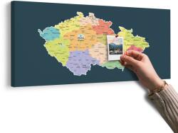 Dovido Tablou pe plută hartă a Cehiei cu fundal întunecat - 120x60 metallic
