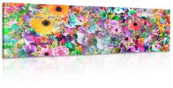 Dovido Tablou flori în design colorat - 135x45