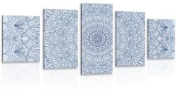 Dovido Tablou 5-piese Mandala decorativă detaliată în culoarea albastră - 150x75