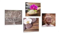 Dovido Set tablouri Feng Shui în design natural - 4x 40x40