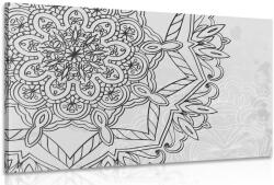Dovido Tablou Mandala în motiv de iarnă în design alb-negru - 120x80