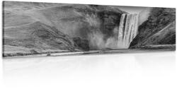 Dovido Tablou cascadă iconică în Islanda în design alb-negru - 120x40