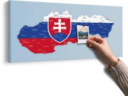 Dovido Tablou pe plută hartă a Slovaciei cu stema și țările vecine - 100x50 wooden