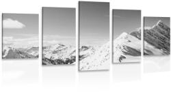 Dovido Tablou 5-piese munți înzăpeziți în design alb-negru - 100x50