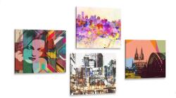 Dovido Set tablouri viață abstractă în marele oraș - 4x 40x40