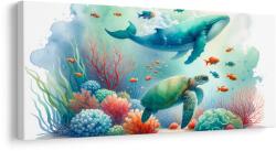Dovido Tablou broască țestoasă și balenă în ocean - 100x50
