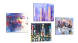 Dovido Set tablouri viață de noapte misterioasă - 4x 60x60