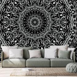Dovido Tapet Mandala în stil vintage în alb-negru - 490x330