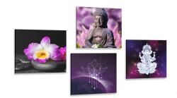 Dovido Set tablouri Feng Shui în design mov - 4x 60x60
