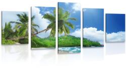 Dovido Tablou 5-piese plajă frumoasă pe insula Seychelles - 200x100