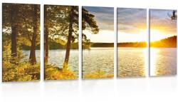 Dovido Tablou 5-piese apus de soare deasupra lacului - 150x75 - dovido - 352,87 RON