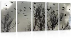 Dovido Tablou 5-piese turmă de ciori - 150x75