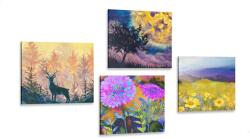 Dovido Set tablouri cerb în natură imitația picturii în ulei - 4x 60x60