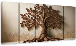 Dovido Tablou 5-piese arborele vieții maro cu efect 3D - 200x100