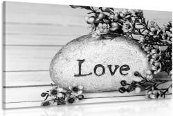Dovido Tablou cu inscripție pe piatră Love în design alb-negru - 30x20