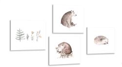 Dovido Set tablouri animăluțe de pădure în stilul minimalist - 4x 60x60