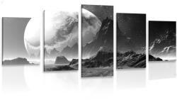 Dovido Tablou 5-piese peisajul fantasy în design alb-negru - 200x100
