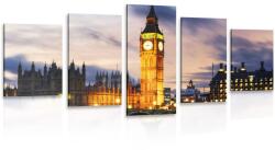 Dovido Tablou 5-piese Big Ben nocturn în Londra - 100x50